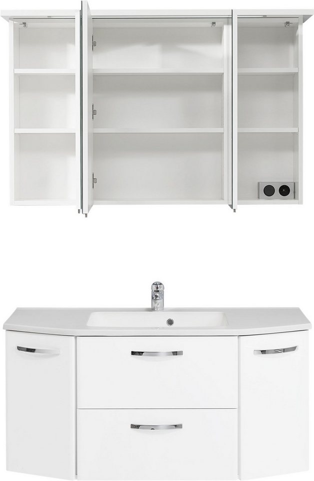 Saphir Badmöbel-Set Quickset 326, 3-teilig, mit Mineralmarmorbecken, (3-St), Badezimmer-Set in Weiß Glanz Bild 4