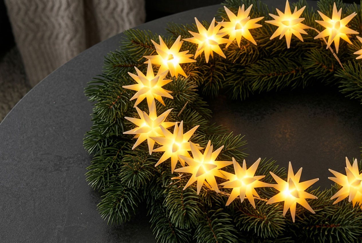 OTTO home LED-Lichterkette 15 weiße Sterne(6,5cm), warmweiß, Timer 6/18h, Batterie, 1,4 m Länge, 15-flammig, 1 m Zuleitung, Indoor Bild 3