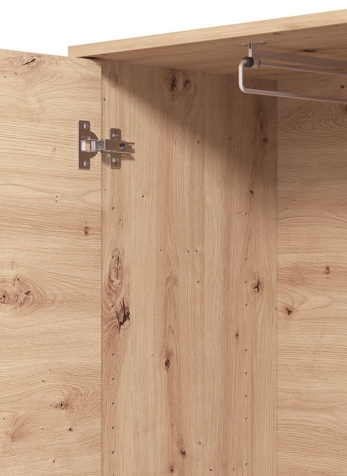 Home affaire Garderobenschrank LAVAL, Flurschrank, ausziehbare Kleiderstange mit Spiegel Mit 2 Einlegeböden, 3 Fächer Spiegel – praktisch und geräumig. Bild 2