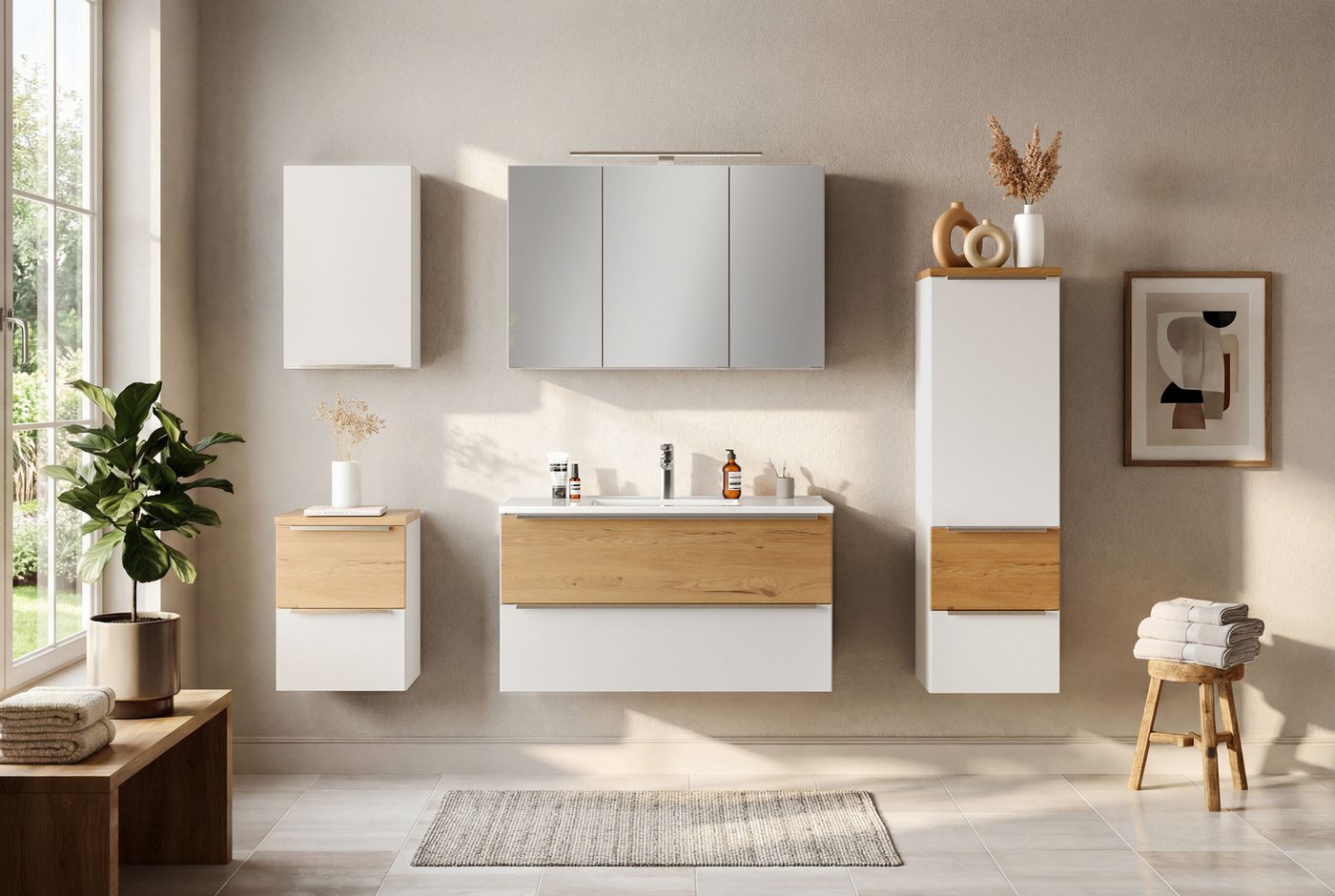 welltime Hängeschrank TRIENT, Hängeschrank 40 cm, gedämpfte Scharniere (Maße (B/H/T): ca. 40/64/20 cm) matt weiß, gedämpfte Tür, verstellbare Einlegeböden Bild 5