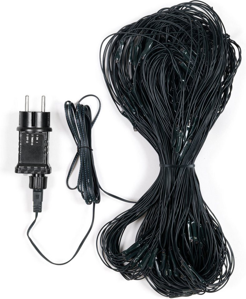 OTTO home LED-Lichternetz in 2/3/3,2 u. 4 m, warmweiß, mit Timerfunktion, Outdoor Indoor, Garten, Dunkelgrüne Kabelfarbe, IP44, innen, außen