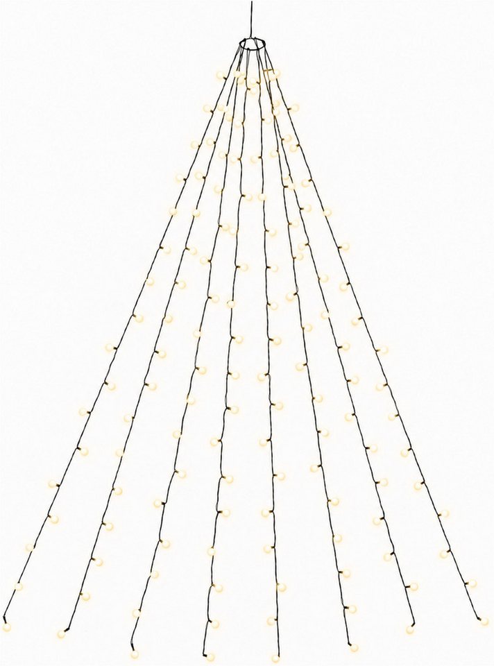 OTTO home LED-Baummantel 1,3/ 1,7/ 2,1/ 2,6 u. 3,3 m Länge, Kugel LEDs, Timer, Indoor, Outdoor, warmweiß, IP44, 5 m Zuleitung, innen, außen, Garten, Balkon, Terrasse