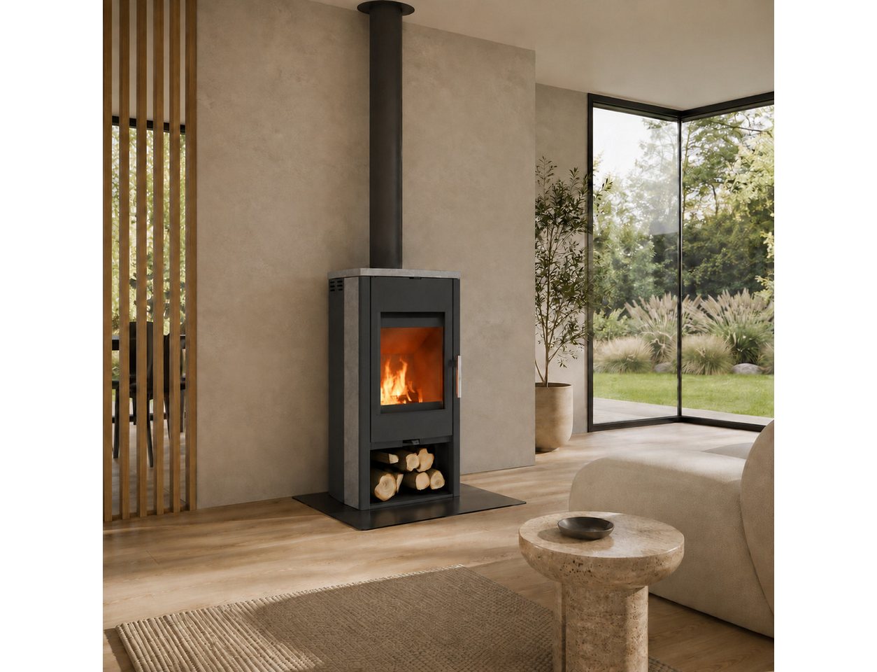 Haas + Sohn Kaminofen Portree, NEU & Exklusiv, Lieferung bis ins Wohnzimmer, 6 kW, Zeitbrand, dein Premium Haas+Sohn für stilsichere Eleganz mit Panorama Scheibe Bild 2