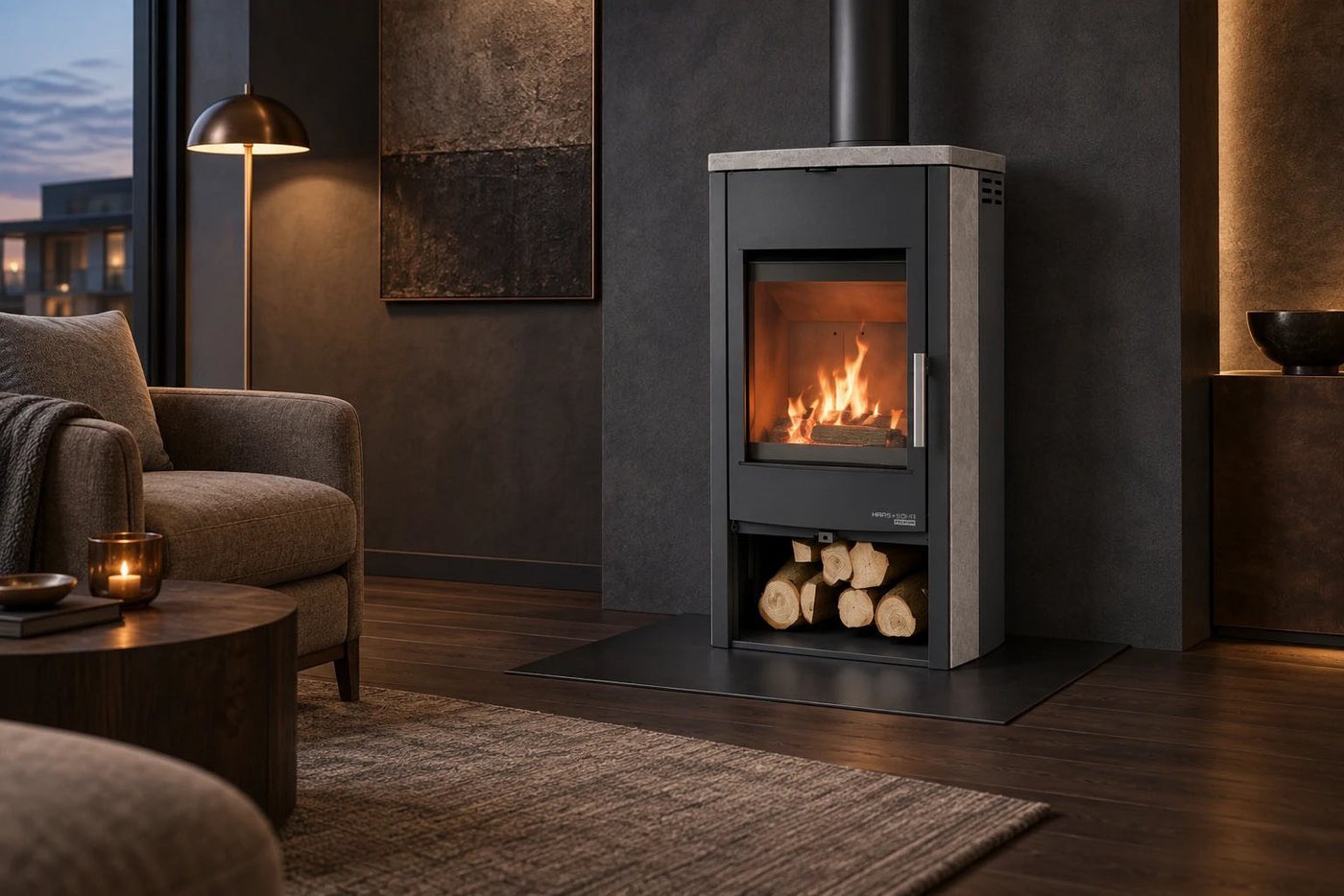 Haas + Sohn Kaminofen Portree, NEU & Exklusiv, Lieferung bis ins Wohnzimmer, 6 kW, Zeitbrand, dein Premium Haas+Sohn für stilsichere Eleganz mit Panorama Scheibe Bild 3