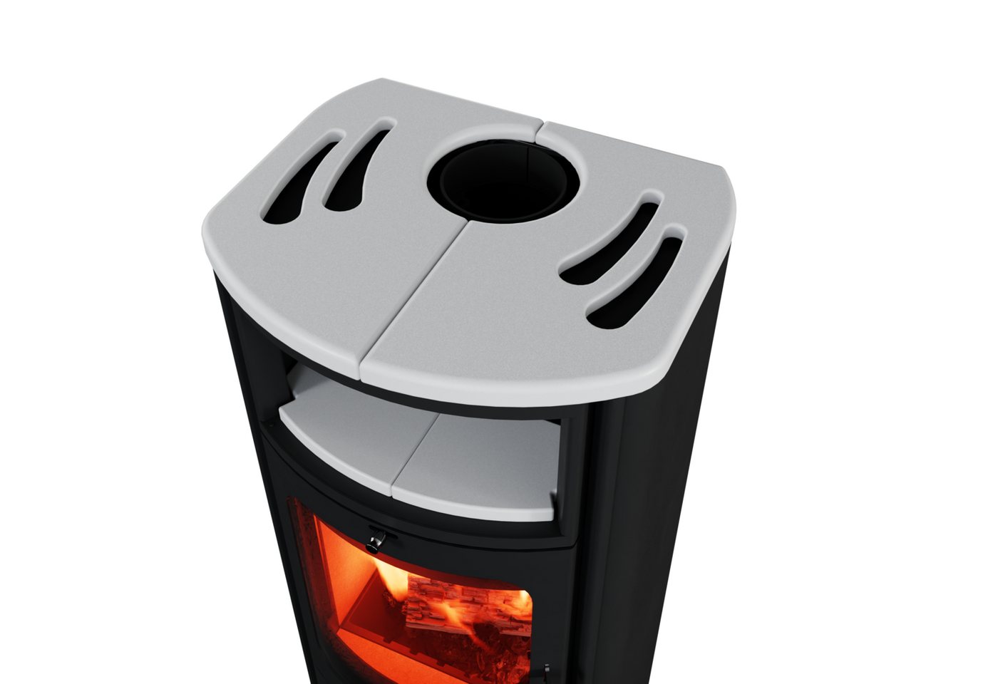 HARK Kaminofen "Opera Weiß-Matt", Exklusiv, Lieferung bis ins Wohnzimmer, 7 kW, Dauerbrand, Metallseiten, Top & Teefach Kacheln matt-weiß, Dauerbrand geprüft Bild 2
