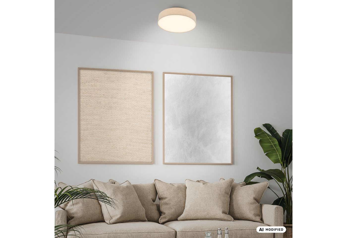 OTTO home LED Deckenleuchte EVVELLINA, LED fest integriert, Warmweiß, Warmweißes Licht, Textilschirm, Wohnzimmer, Schlafzimmer Bild 3
