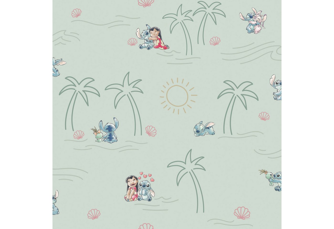 Komar Vliestapete Disney Lilo and Stitch Beach Love, glatt, bedruckt, (1 St), Rolle mit 53 x 1005 cm Bild 2