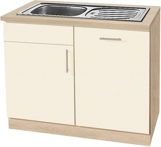 wiho Küchen Spülenschrank Kiel 110 cm breit, inkl. Tür/Griff/Sockel für Geschirrspüler