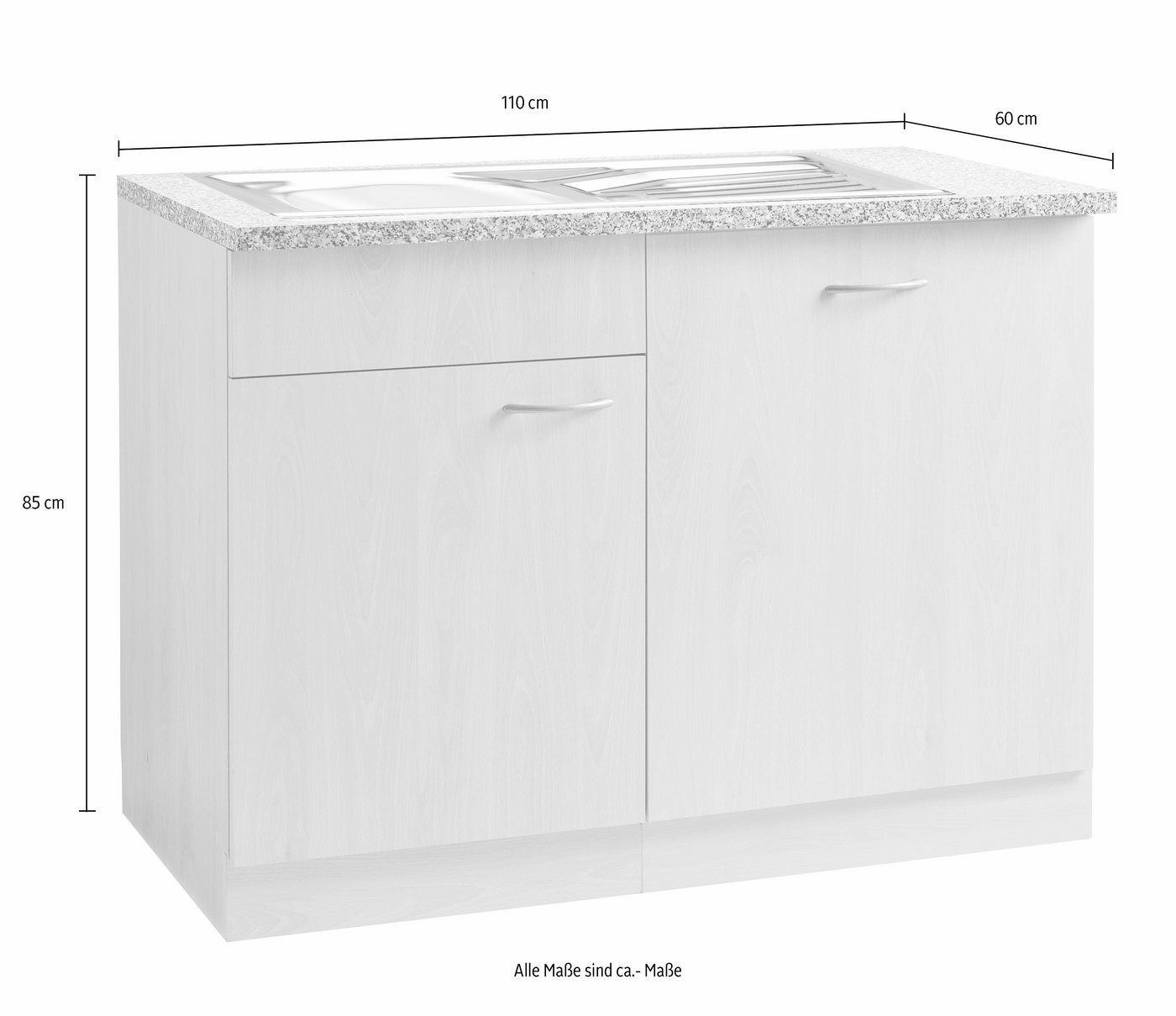 wiho Küchen Spülenschrank Kiel 110 cm breit, inkl. Tür/Griff/Sockel für Geschirrspüler Bild 4