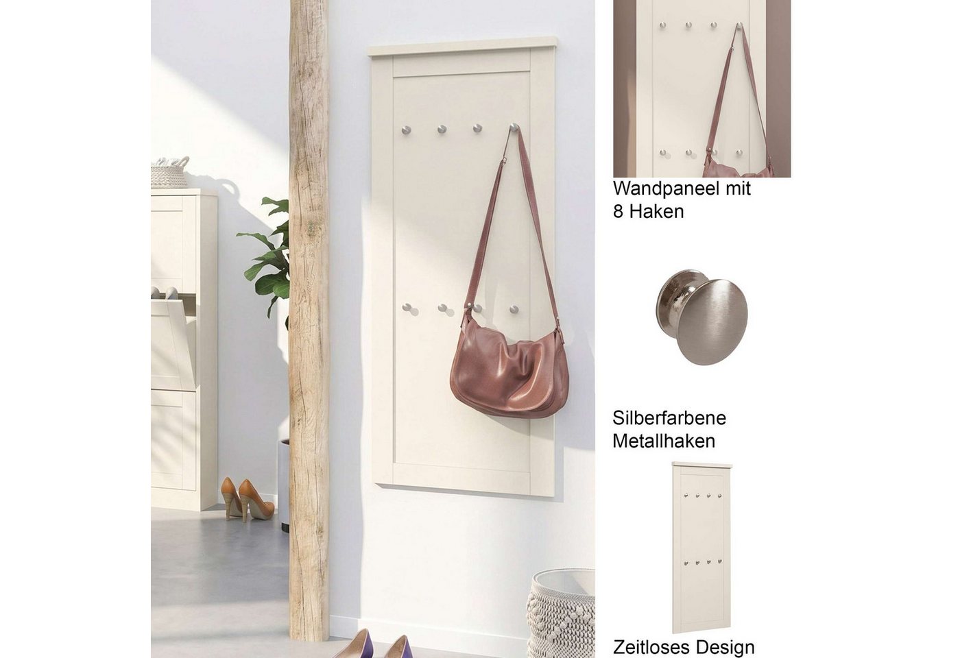 OTTO home Garderobenpaneel Heide, mit 8 Haken, Höhe 120 cm, Breite 50 cm Bild 4