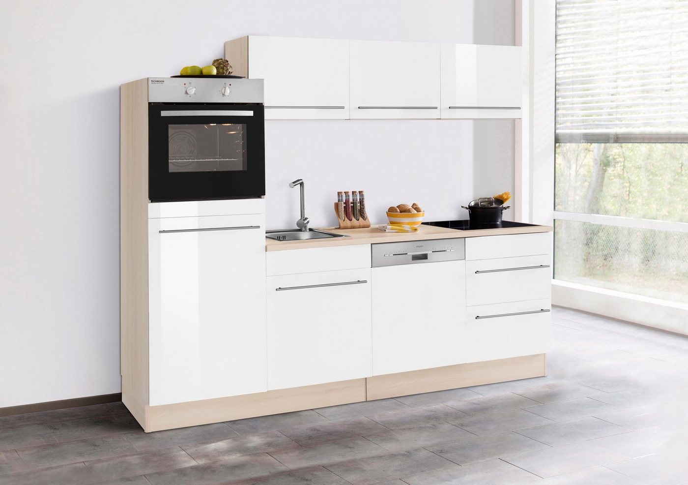 OPTIFIT Küche Bern, (Spar-Set), Breite 240 cm, mit E-Geräten, Stärke der Arbeitsplatte wählbar
