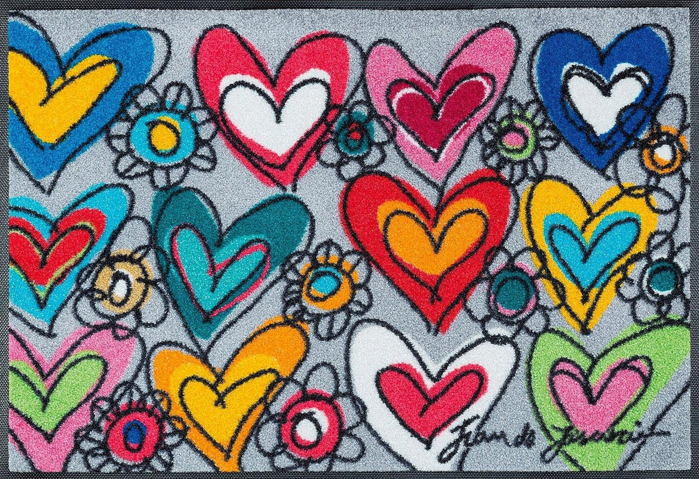 wash+dry by Kleen-Tex Fußmatte With Love, rechteckig, Höhe: 7 mm, Schmutzfangmatte, Motiv Herzen, rutschhemmend, waschbar Bild 3