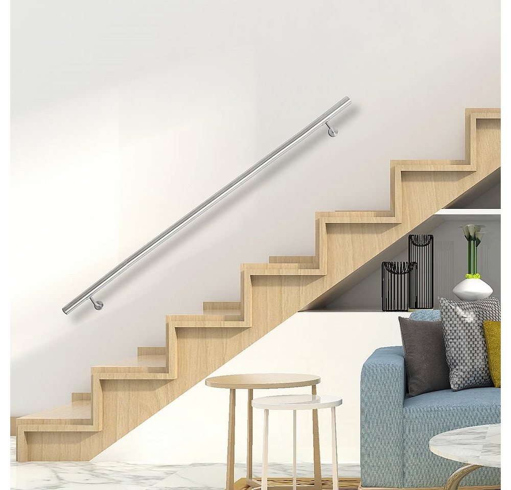 Feel2Home Handlauf Treppengeländer Handlauf Edelstahl Griff Wandhandlauf Treppe 50-200cm, Gebürsteter Edelstahl