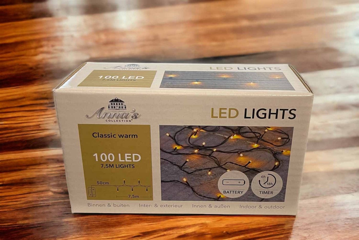 Coen Bakker Deco BV LED-Lichterkette Led Lights, Batterie außen 100 LED Classic warm 7,45m 6/18h Timer