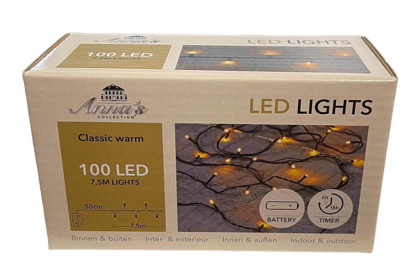 Coen Bakker Deco BV LED-Lichterkette Led Lights, Batterie außen 100 LED Classic warm 7,45m 6/18h Timer Bild 4