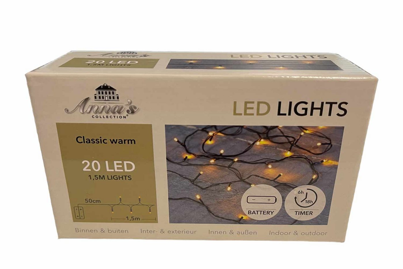 Coen Bakker Deco BV LED-Lichterkette Led Lights, Batterie außen 20 LED Classic warm 1,4m Timer