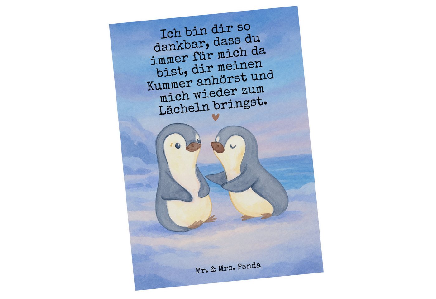 Mr. & Mrs. Panda Postkarte Pinguine trösten Design, Fotokarte, Weiß, Postkarte, Geschenk für Fre, Fotokarte kunstkarte Geschenk für Freundin