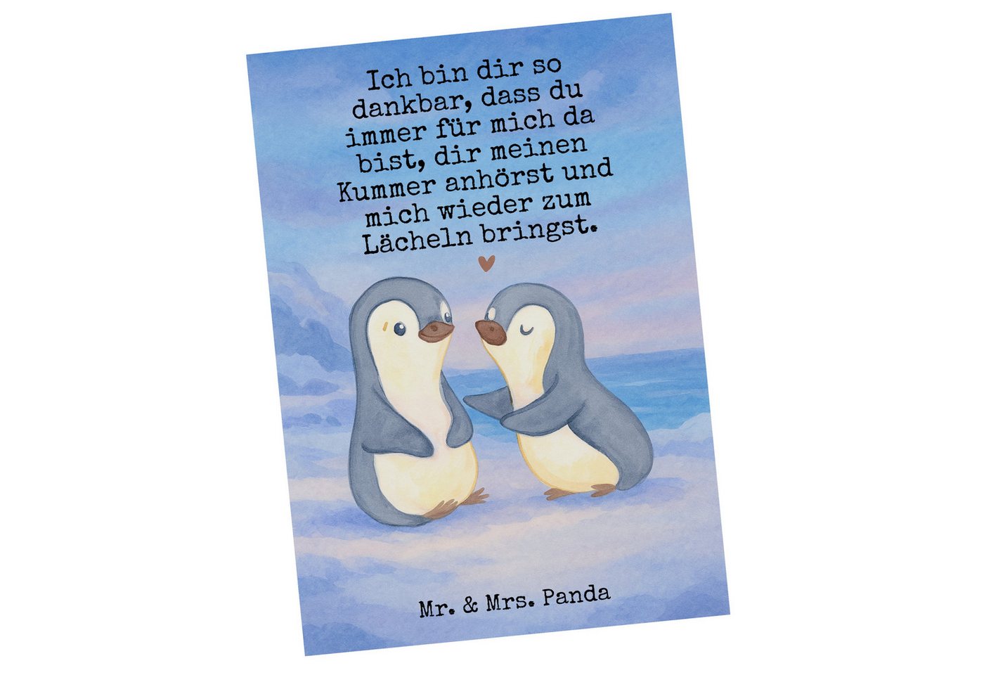 Mr. & Mrs. Panda Postkarte Pinguine trösten Design, Fotokarte, Weiß, Postkarte, Geschenk für Fre, Fotokarte kunstkarte Geschenk für Freundin Bild 5