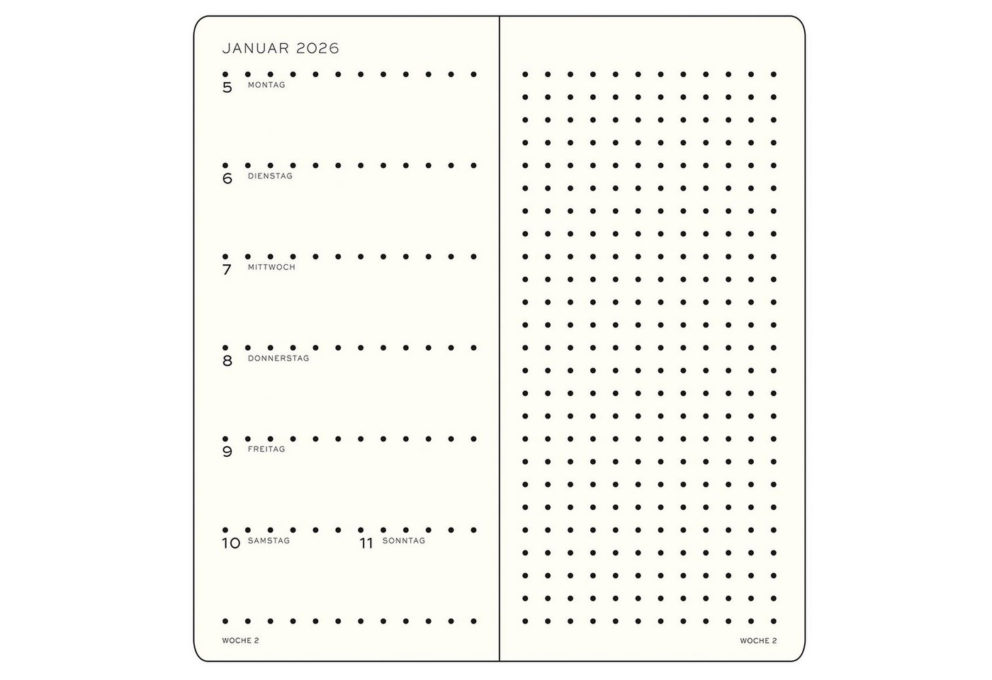 Leuchtturm1917 Taschenkalender Wochenkalender 2027 & Notizbuch Wallet B6+ x A6 Forest Green