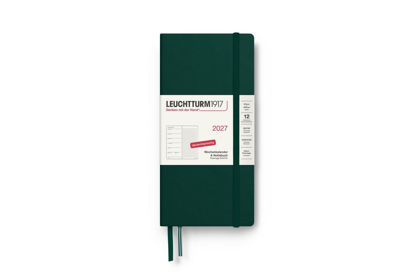 Leuchtturm1917 Taschenkalender Wochenkalender 2027 & Notizbuch Wallet B6+ x A6 Forest Green Bild 2
