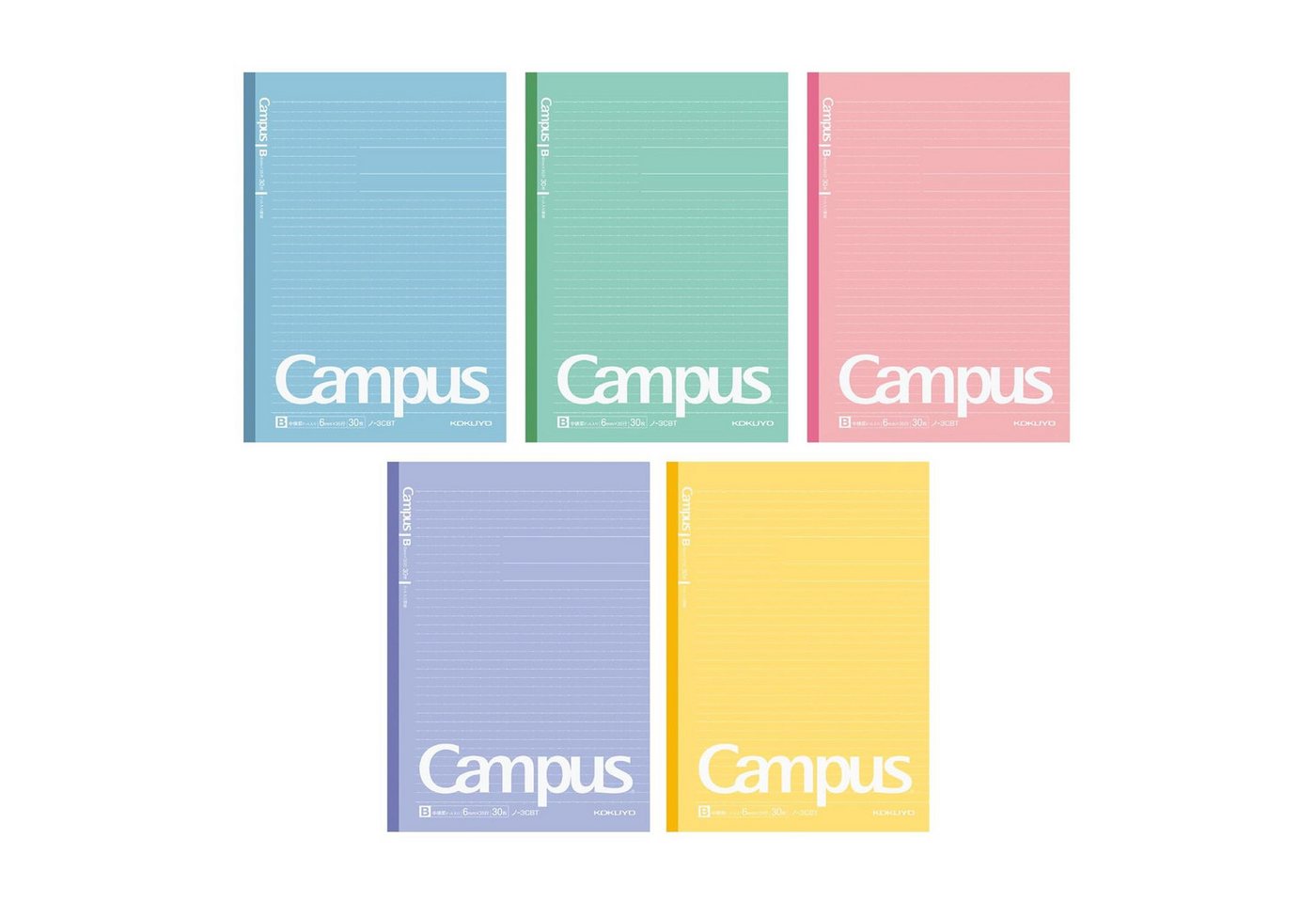 KOKUYO Notizbuch Campus Notebook 5er-Set Semi-B5 – 6 mm Punktlineatur