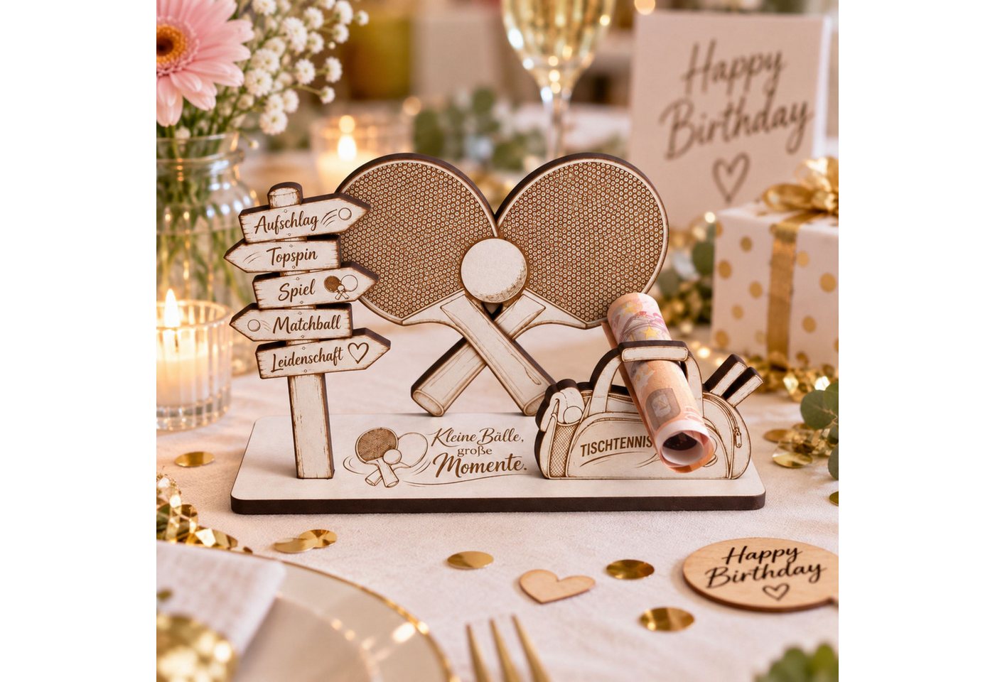 Dekolando Geschenkkarte Tischtennis Geldgeschenk Geschenk für Tischtennisspieler 14x8cm Bild 2