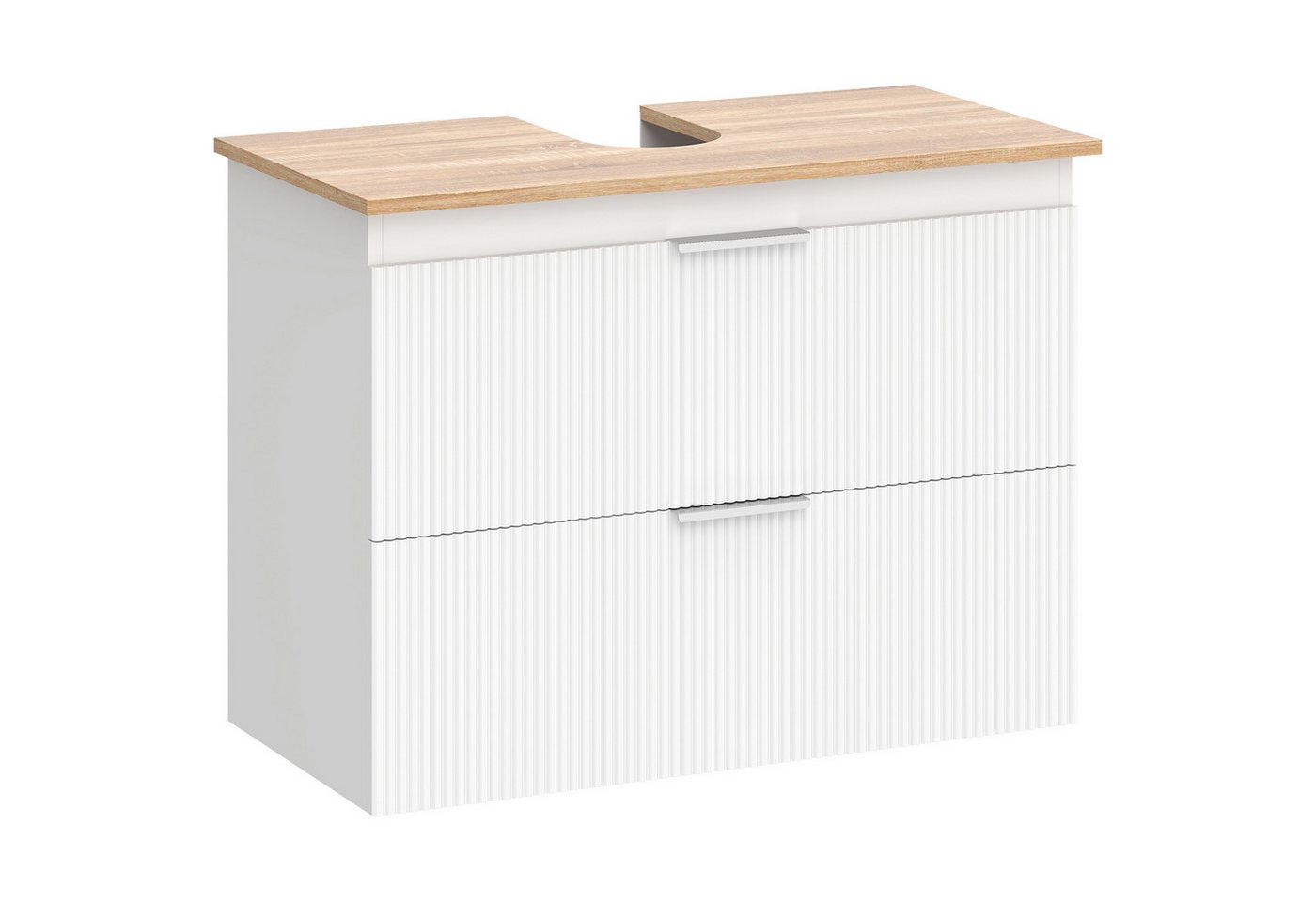 MC Star Waschbeckenunterschrank Bad-Unterschrank 80cm Weiß, 2 große Schubladen, mit/ohne Sockel Bild 2