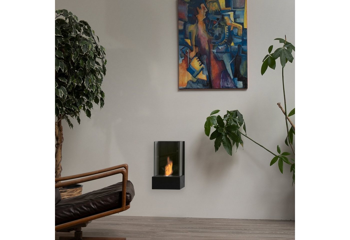Moritz Dekokamin Wandkamin 24 x 21 x 40 cm, Ethanolbrenner Glasfeuer Terrassenfeuer Kamin Bild 2