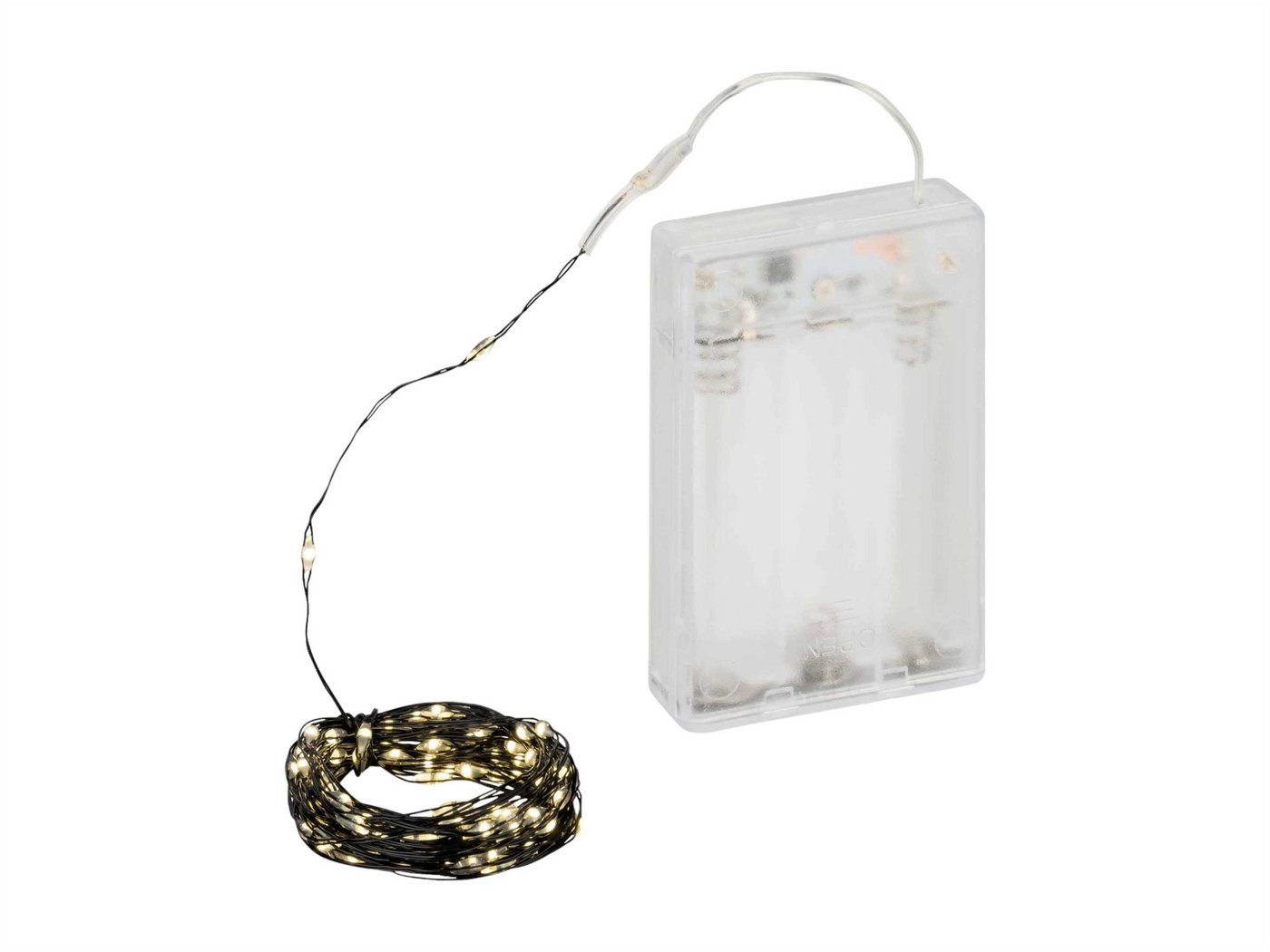 Coen Bakker Deco BV LED-Lichterkette LED Wire, Draht schwarz 4,95m 100 LED warmweiß Timer