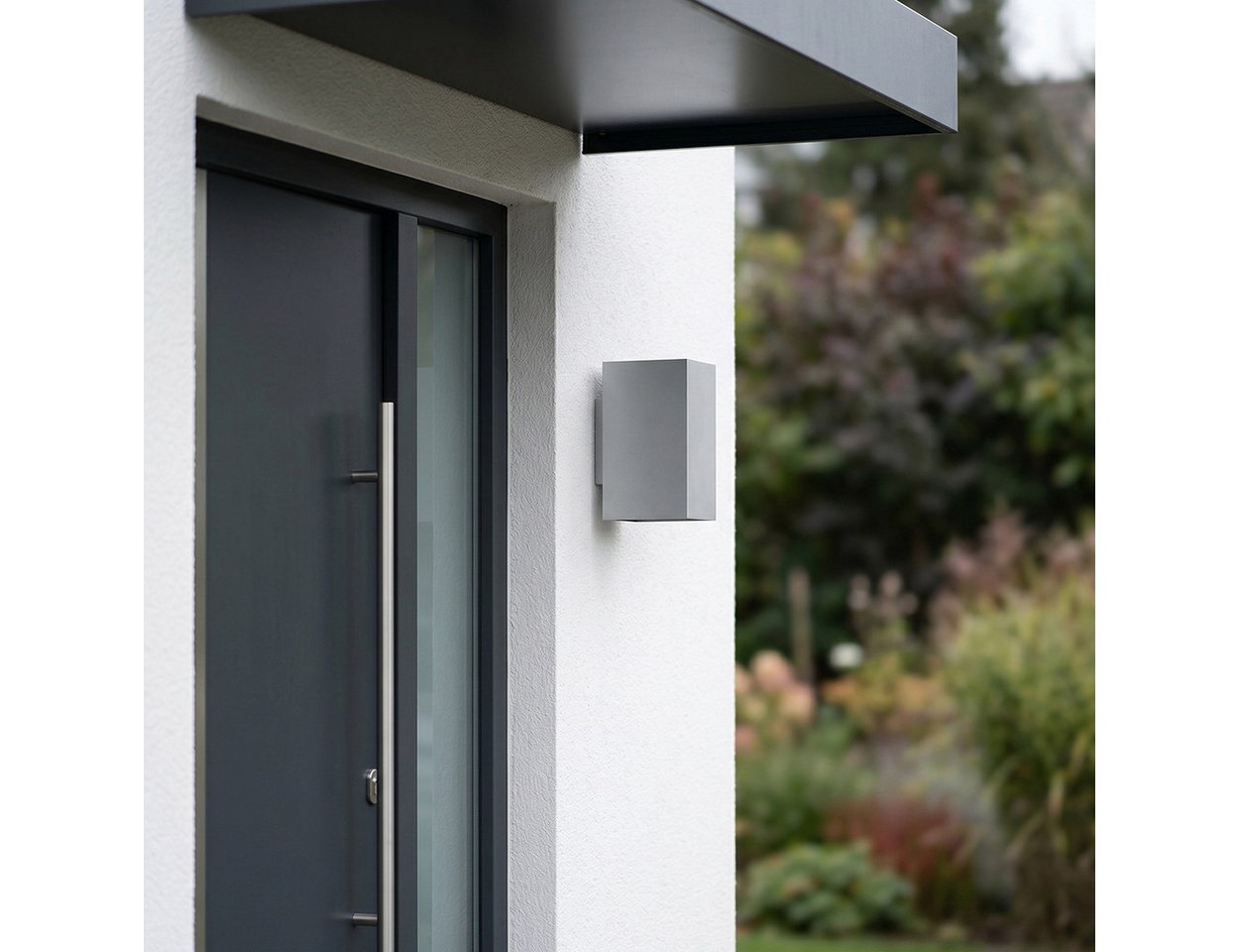 hofstein Außen-Wandleuchte Wandlampe aus Metall in Silberfarben, LED wechselbar, 3000 Kelvin, LED Wandleuchte mit Up&Down Effekt, Außenleuchte,600 Lumen, IP 44