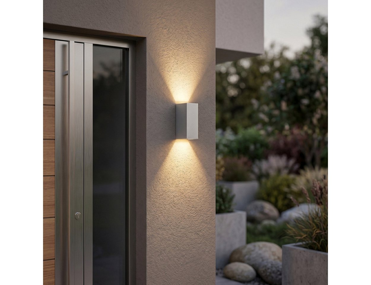 hofstein Außen-Wandleuchte Wandlampe aus Metall in Silberfarben, LED wechselbar, 3000 Kelvin, LED Wandleuchte mit Up&Down Effekt, Außenleuchte,600 Lumen, IP 44 Bild 3