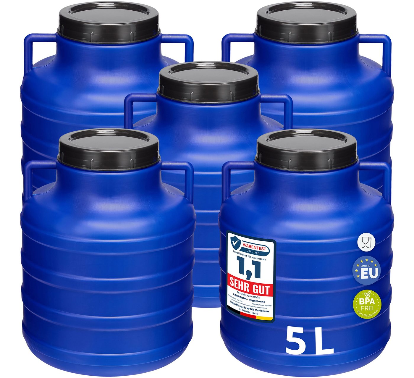 Garronda Regentonne Set 5 Liter Futtertonne BPA-frei Universalfass Fass GD-0125, 5 l, (5-tlg), BPA-Frei Bild 5