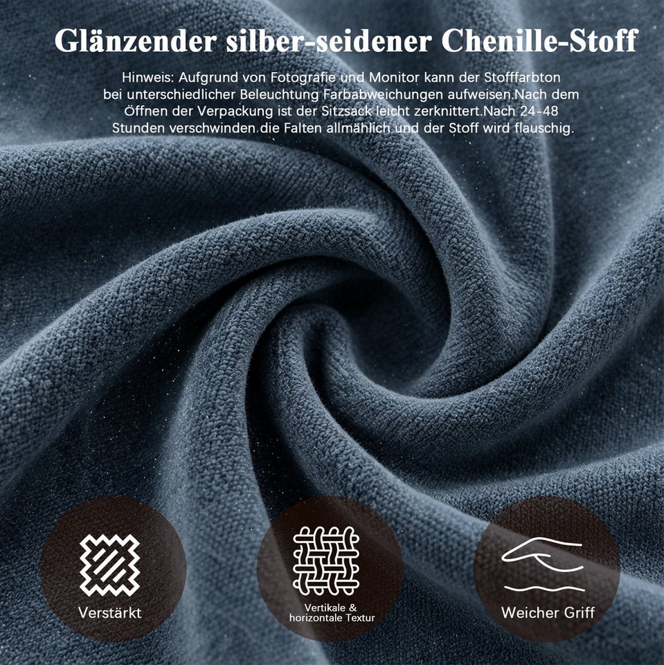 VUZINIC Sitzkissen Riesiges bodengestütztes Lounge‑Kissen aus Memory‑Schaum, für Wohn‑, Schlafzimmer & Appartements, Blau