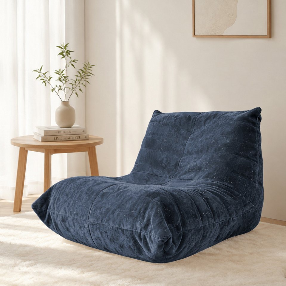 VUZINIC Sitzkissen Riesiges bodengestütztes Lounge‑Kissen aus Memory‑Schaum, für Wohn‑, Schlafzimmer & Appartements, Blau Bild 2