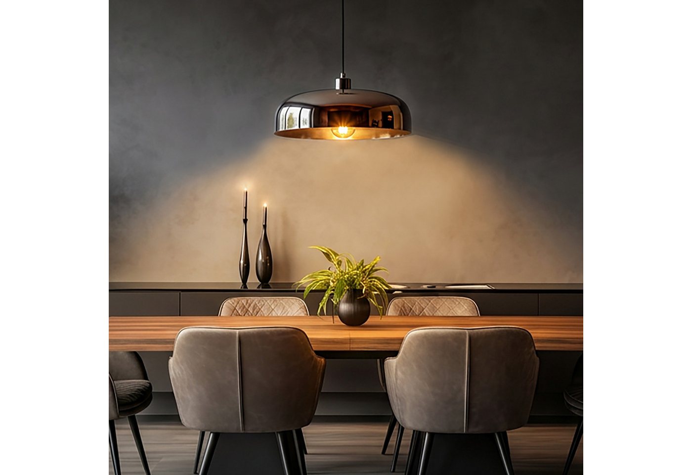 Lightbox Pendelleuchte, ohne Leuchtmittel, Pendelleuchte, Höhe 120 cm, Ø 36 cm, E27 Fassung, Metall, chromfarben Bild 2