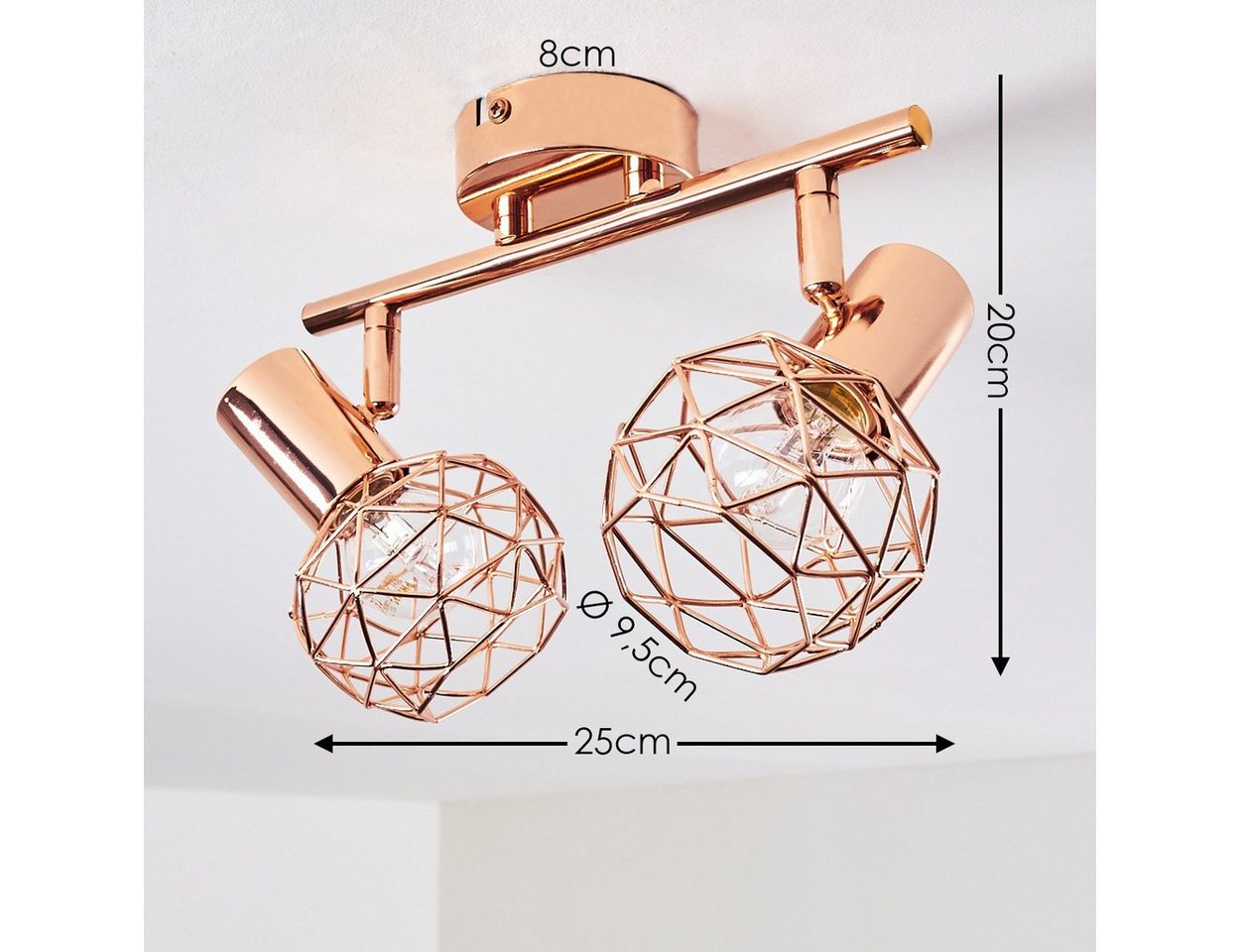 hofstein Deckenleuchte »Torano« Deckenlampe aus Metall in Kupfer, ohne Leuchtmittel, mit verstellbaren Strahlern, 2xE14, Retro/Vintage Design