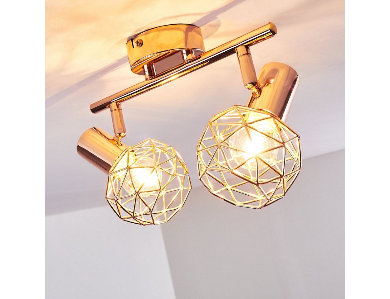 hofstein Deckenleuchte »Torano« Deckenlampe aus Metall in Kupfer, ohne Leuchtmittel, mit verstellbaren Strahlern, 2xE14, Retro/Vintage Design Bild 2