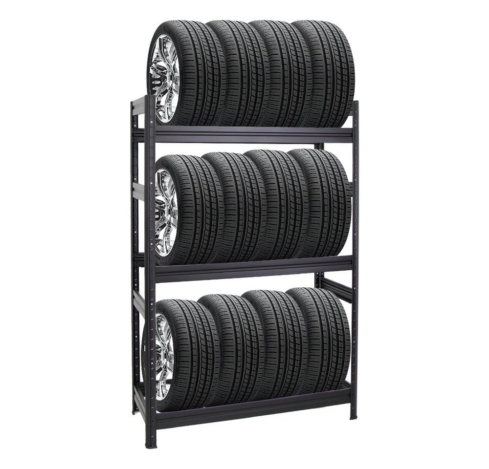 PROREGAL® Schwerlastregal Reifenregal DINO 180x120x50cm 150kg Fachlast 12 Reifen Schwarz, Stabiles Reifenregal Garagenregal für Reifen mit hoher Traglast Bild 2
