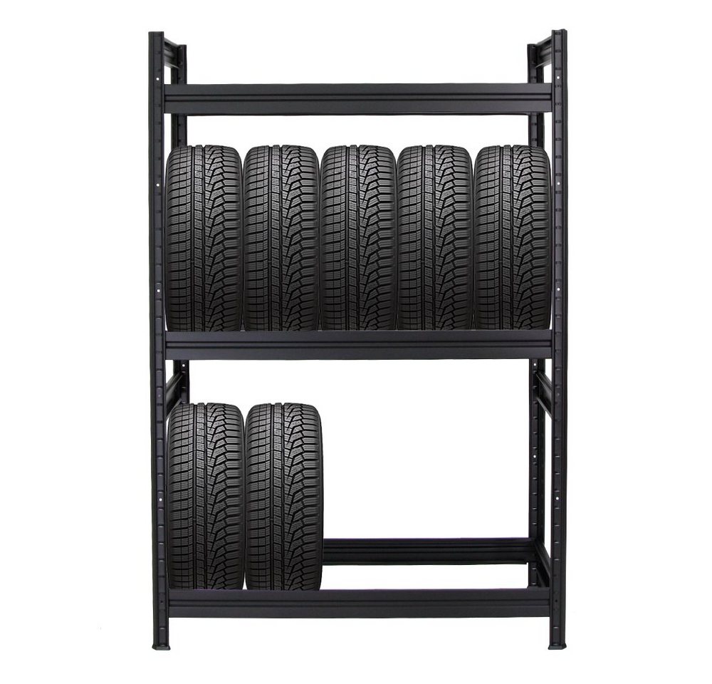 PROREGAL® Schwerlastregal Reifenregal DINO 180x120x50cm 150kg Fachlast 12 Reifen Schwarz, Stabiles Reifenregal Garagenregal für Reifen mit hoher Traglast Bild 3