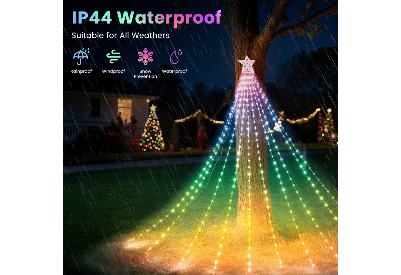 Aigostar LED-Lichterkette Aigostar 2,5m 250LED Smart RGBIC Weihnachtsbaumbeleuchtung mit Sternen Bild 4