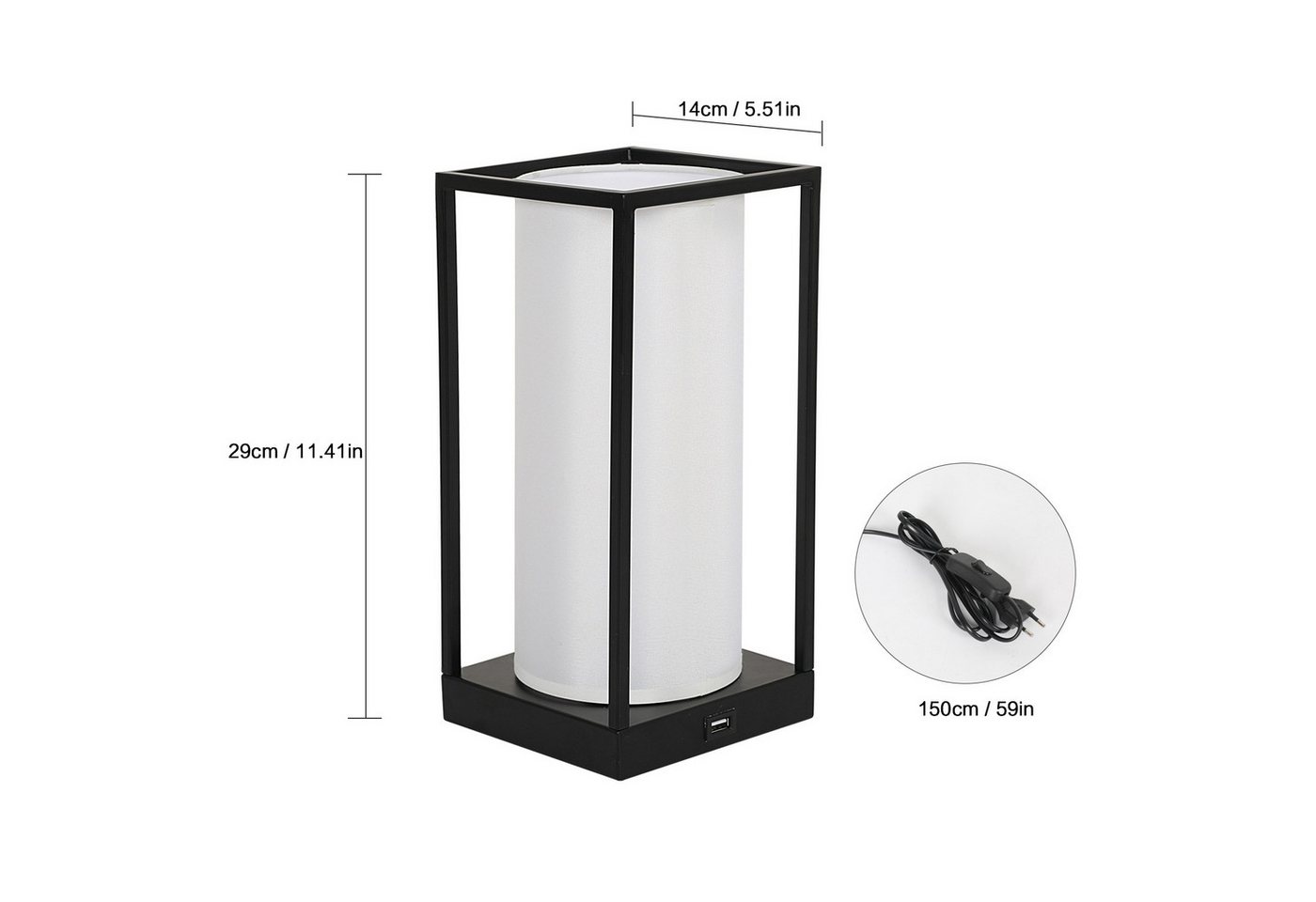 Riserva Schreibtischlampe Weiße Tischlampe mit Stoffschirm, Touch-Dimmer, 3 Helligkeiten, E27 Bild 3