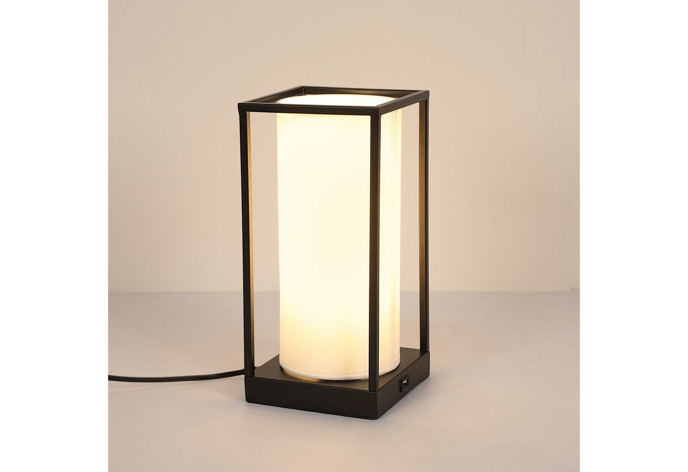 Riserva Schreibtischlampe Weiße Tischlampe mit Stoffschirm, Touch-Dimmer, 3 Helligkeiten, E27 Bild 4