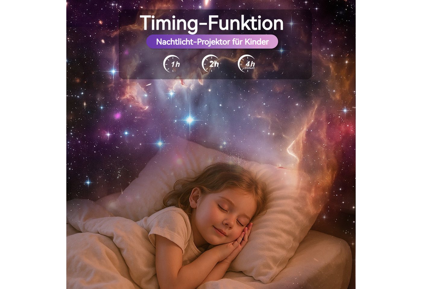 BlingBin LED-Sternenhimmel LED Nachtlicht Galaxy Projector Lamp mit 13 Filmsets, 360°Drehbare, 13 in 1 Planetarium Projektor, LED fest integriert, Tageslichtweiß, Dimmbar, Energieeffizient, Timer, Tragbar, Verstellbarer Arm Bild 3