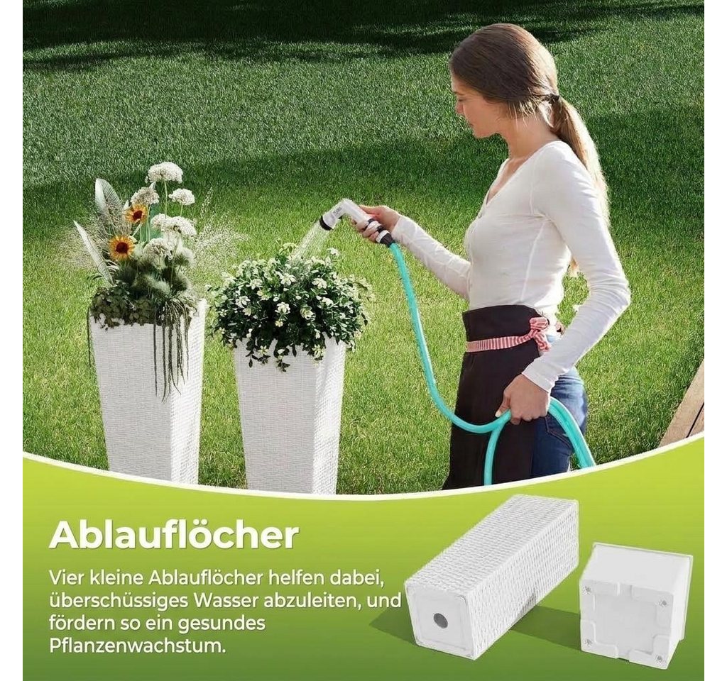 GarveeMore Blumentopf 2er Set Pflanzkübel Outdoor in Rattan-Optik mit Drainagelöchern (2 St) Bild 2