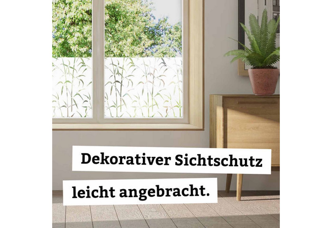 d-c-fix Fensterfolie Bamboo - Sichtschutzfolie selbstklebend Milchglasfolie Fenster innen, Leicht geprägte Oberfläche, 210 x 90cm Selbsthaftend, lichtdurchlässig & rückstandslos entfernbar