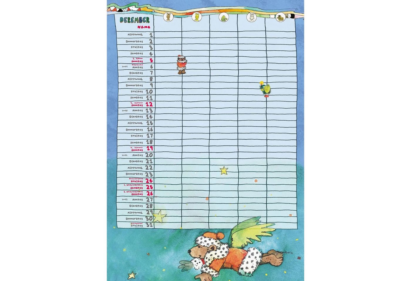 Little Tiger Verlag Familienkalender Janosch Familienplaner 2027