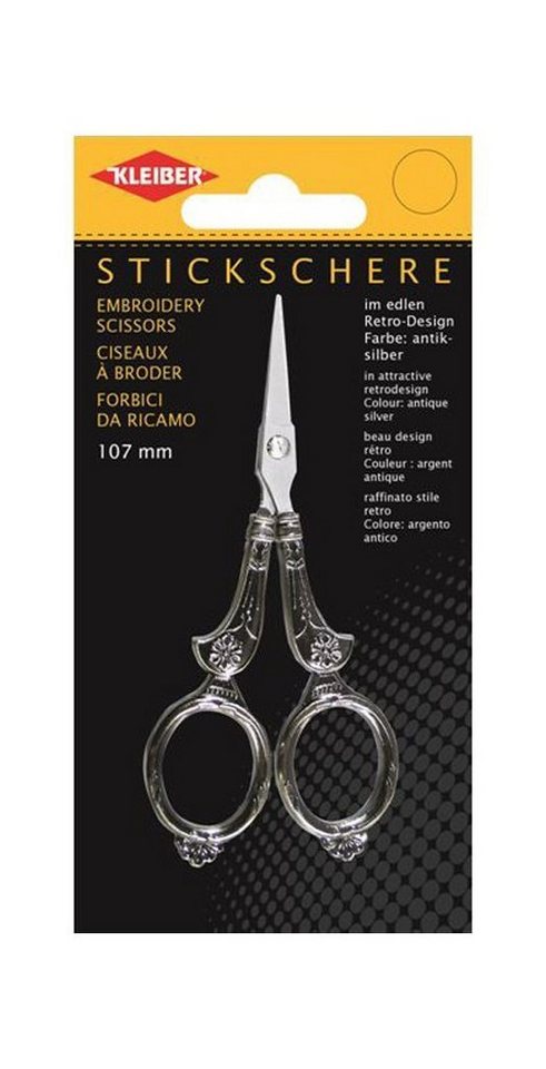 KLEIBER Universalschere Vintage Stickschere aus Edelstahl Retro silber 13 cm Bild 3