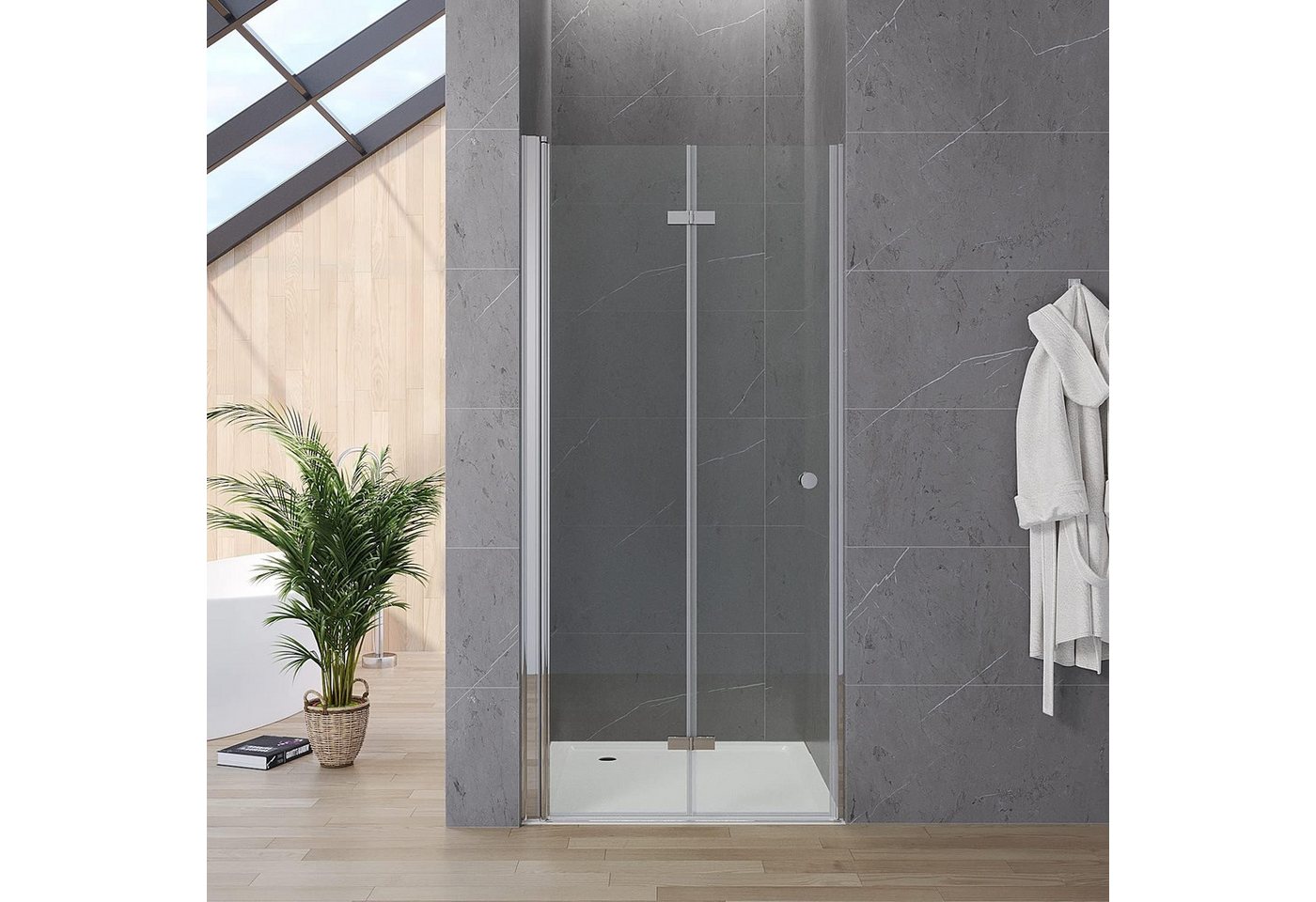 AQUABATOS Dusch-Falttür Duschtür für Nischen faltbar 70 75 80 85 90 95 100 120 cm Nischentür, 70x187 cm, 5 mm Einscheiben-Sicherheitsglas (ESG), mit Verstellbereich, beidseitig montierbar, barrierefrei Bild 2