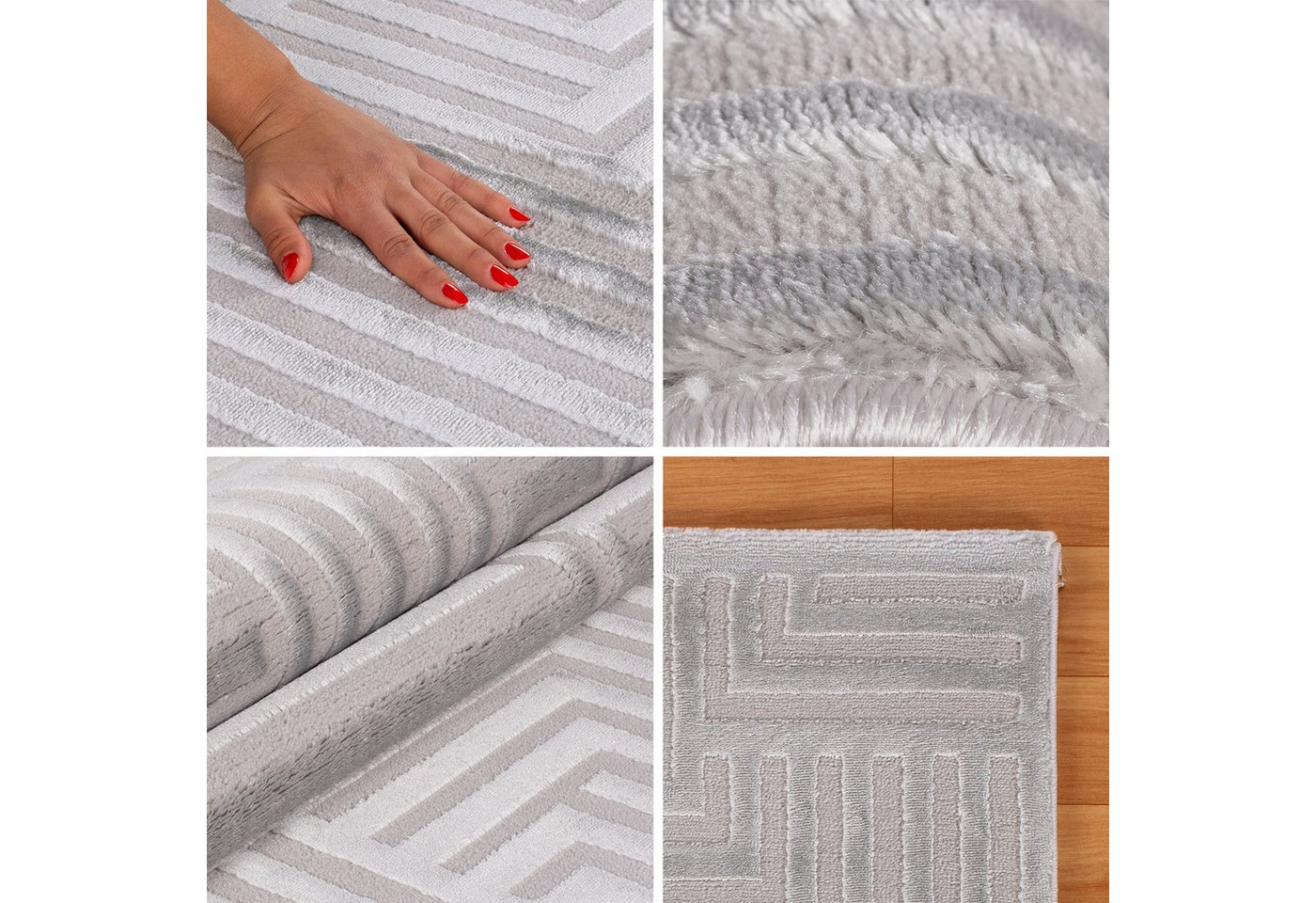 Teppium Teppich Geometrisch Design, Rechteckig, Höhe: 12 mm, Teppich Wohnzimmer Boho Design Skandinavische Stil Natur Optik Bild 5