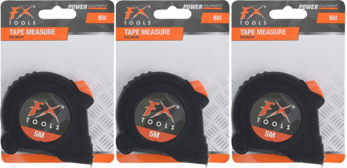Koopman Rollbandmaß Maßband Autolock 5 Meter Orange/Schwarz 1/3/6 er Set, 3er Set, Maßband, 5m länge, Bandmaß, Gürtelklemme